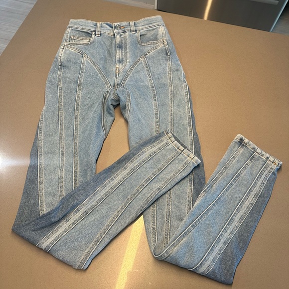 MUGLER Blue Slitted Spiral Jeans US26 - Picture 7 of 17
